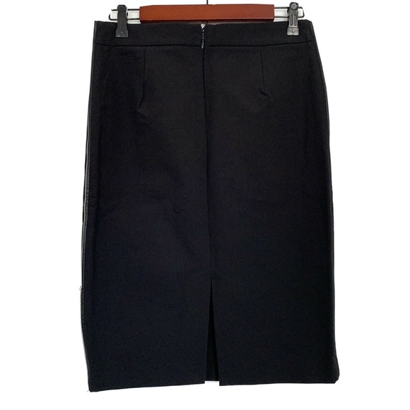 Zara Black Side Zip Leather Trim Pencil Skirt - Picture 8 of 10